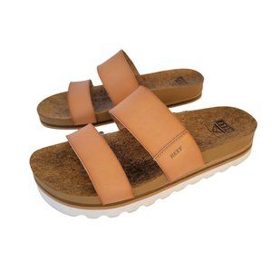 Reef Cushion Vista Platform Sandals Natural Tan Size 8